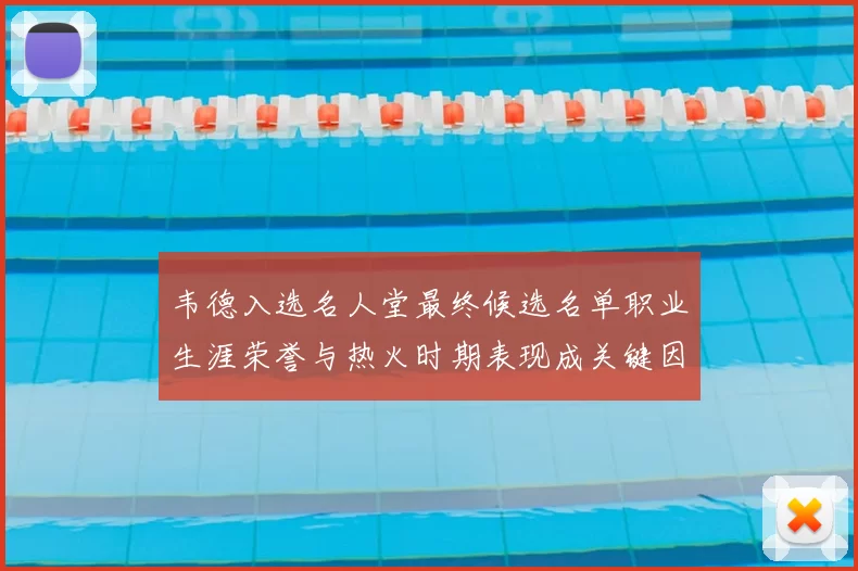 韦德入选名人堂最终候选名单职业生涯荣誉与热火时期表现成关键因素